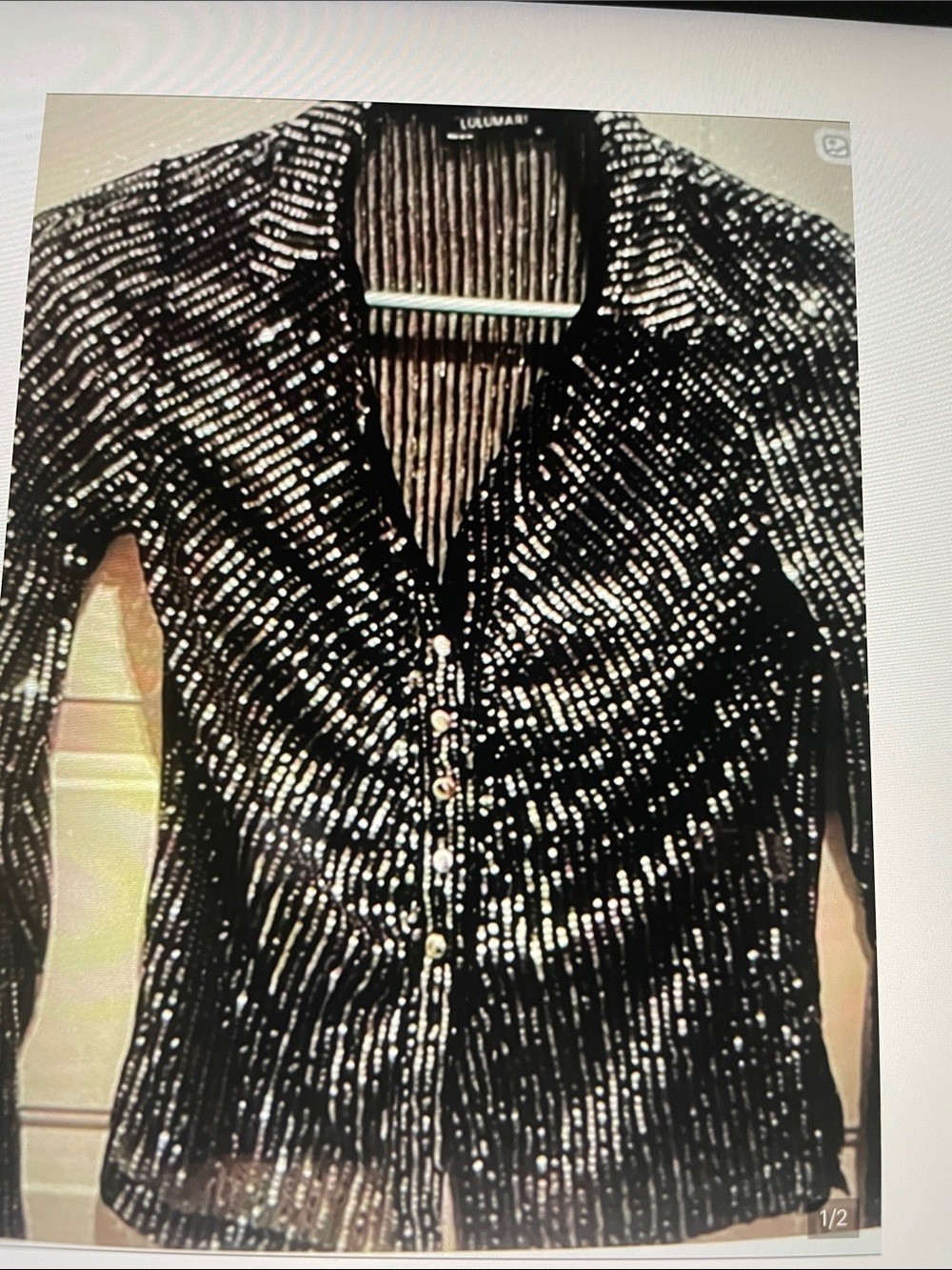 Lulumari Black Silver Sequin Button-Front light Jacket